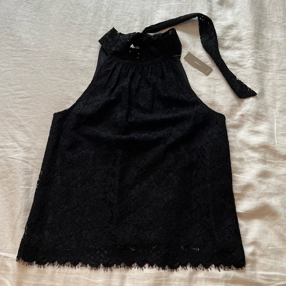 NWT BLACK J.Crew bow tie back mock neck halter